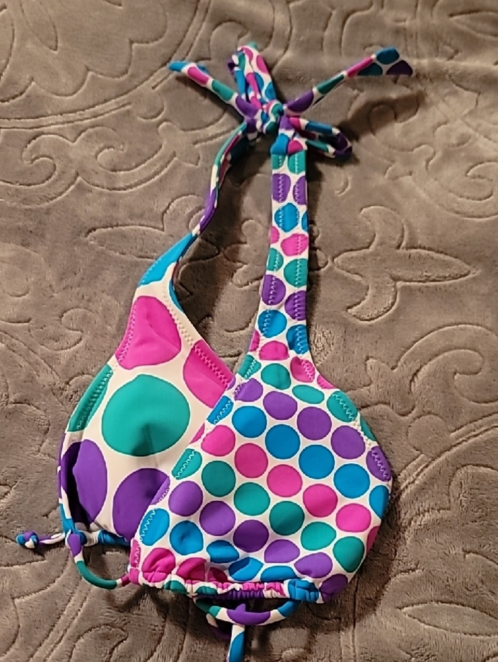 Vintage 2010 Aeropostale Polkadot Triangle Bikini With Reversable Patterned Top - Picture 6 of 11